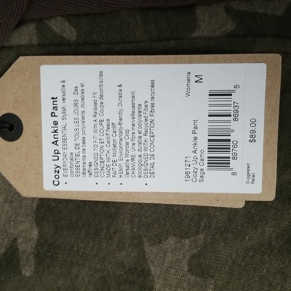 NWT prAna Cozy Up Cropped Green Camo Sweatpants - Picture 4 of 7
